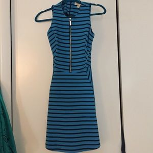 Michael Kors blue striped skater dress
