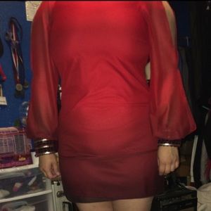 RED TO PURPLE OMBRE DRESS