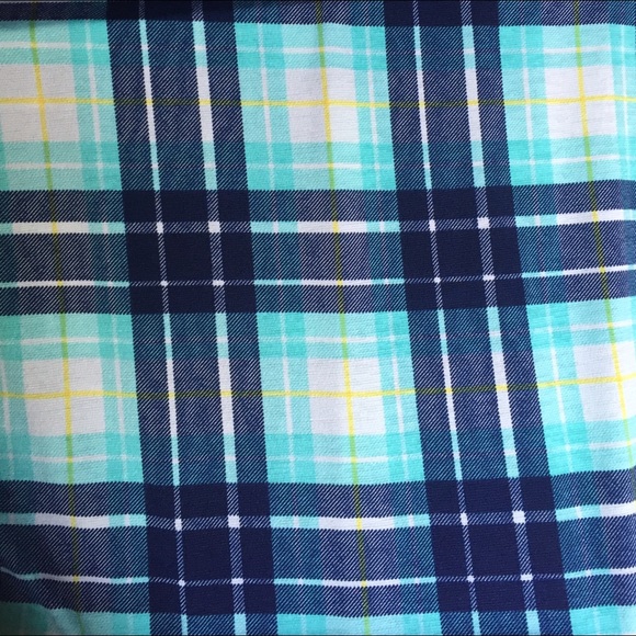 ❣️CLEARANCE❣️Aqua & Blue Plaid Cold Shoulder - Picture 3 of 3