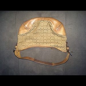 Coach Canvas and Natural Tan Leather Hobo Bag
