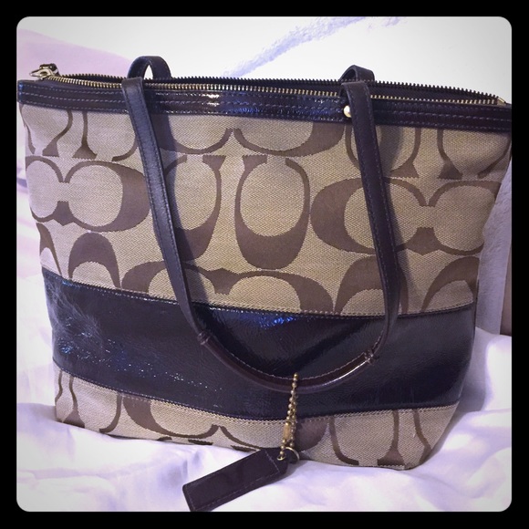 Chocolate Brown Signature Coach Tote