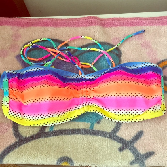 Op Rainbow Bandeau Swim Top!
