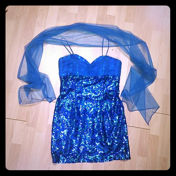 Jovani blue green sequin dress --make offer!