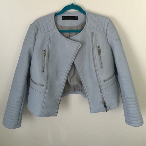 Zara Powder Blue Leather Jacket