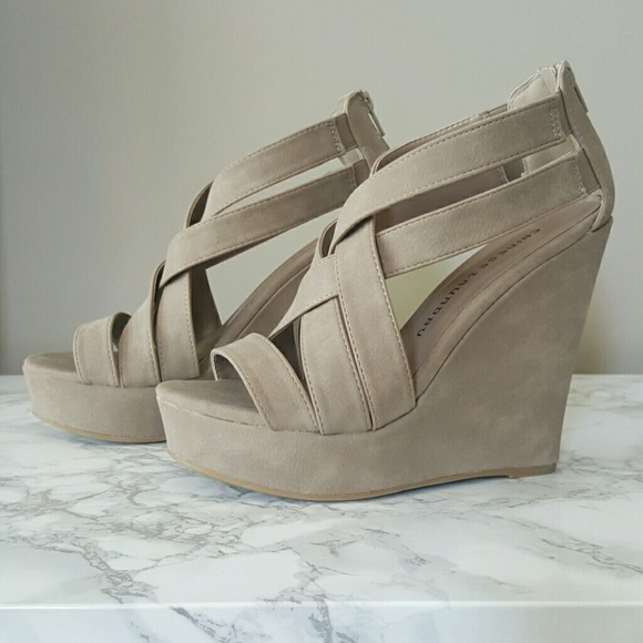 Tan open toe wedges