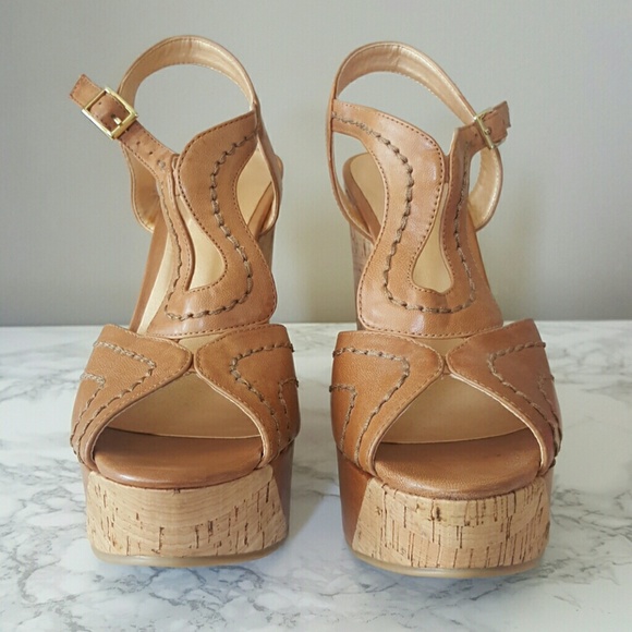 ALDO cork and faux leather wedges