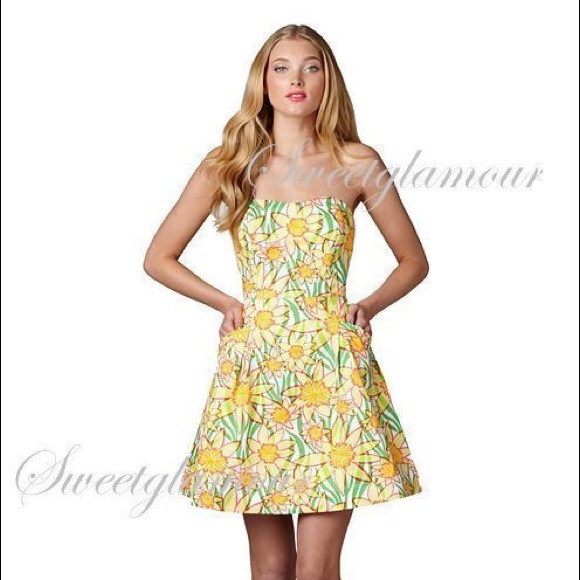 Lilly Pulitzer blossom dress white Daffies print