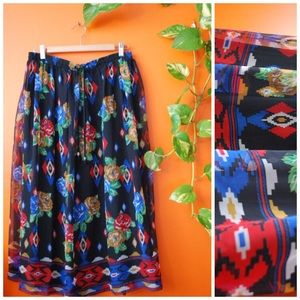 VTG 80s/90s - Native Rose Maxi Skirt- CHAUS