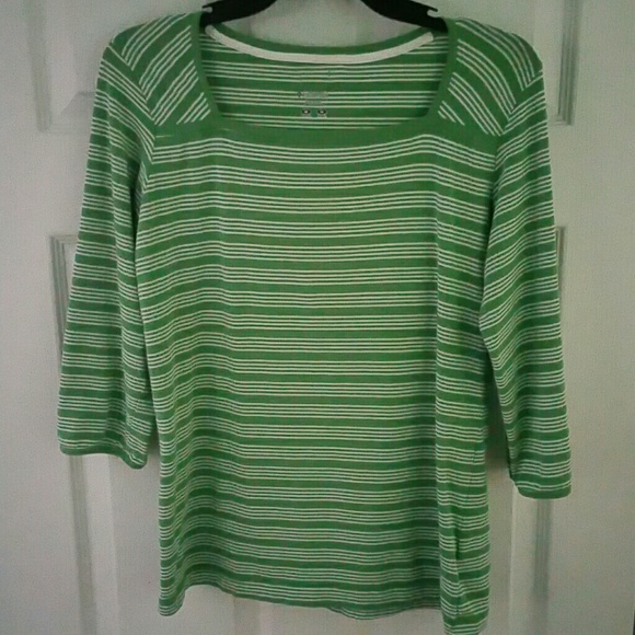 SOFT COLUMBIA SQUARE NECK 3/4 SLEEVE STRIPED TOP!