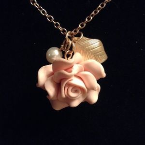 Vintage Pink Rose Necklace