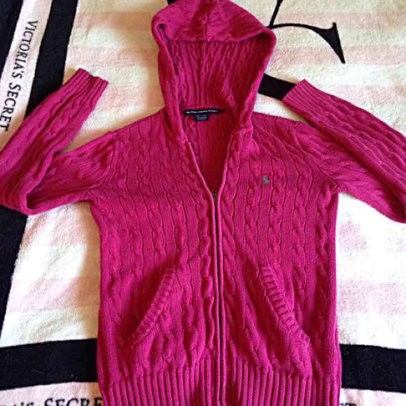 Pink Ralph Lauren cable zip up