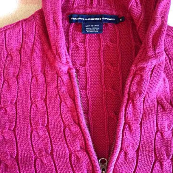 Pink Ralph Lauren cable zip up - Picture 2 of 3
