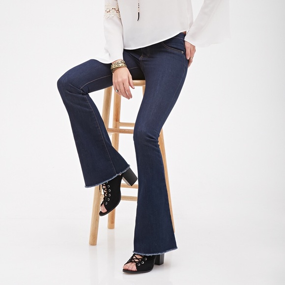 Forever 21 Frayed Low-Rise Flare Jeans - Picture 1 of 4