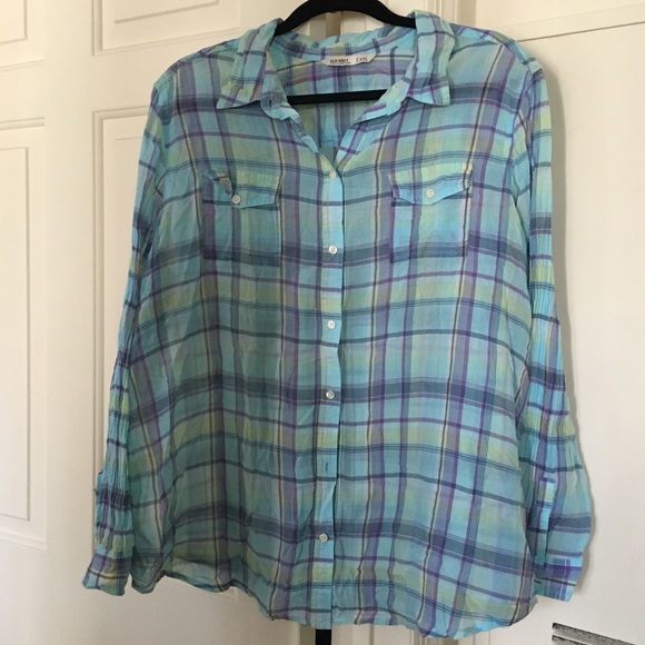 Plaid button down blouse