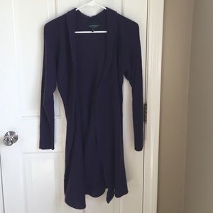 100% cashmere long purple cardigan