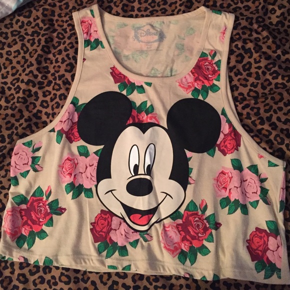Floral print Mickey crop top.
