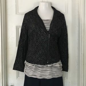 Metallic lace Moto blazer