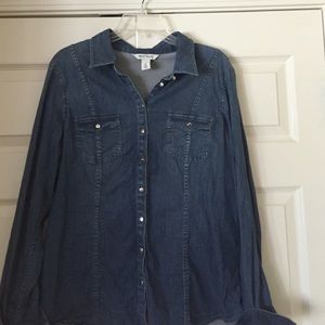 Denim button down top