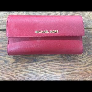 Michael Kors Red Checkbook Wallet