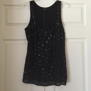 Black tank with sequin hearts