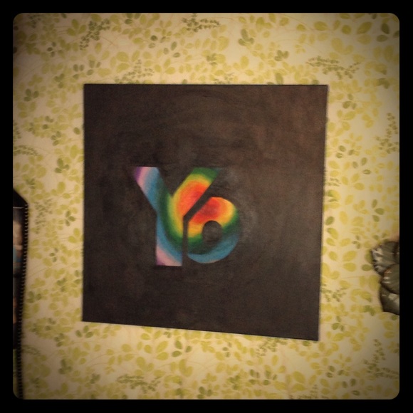 Tie dye 'YO' acrylic painting