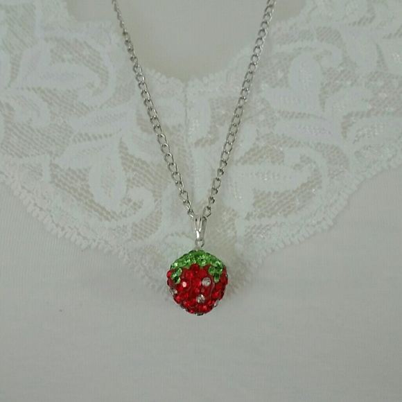 Rhinstone Strawberry Necklace