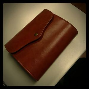 Chestnut leather clutch