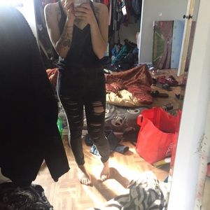 Hollister distressed black wash skinny jeans