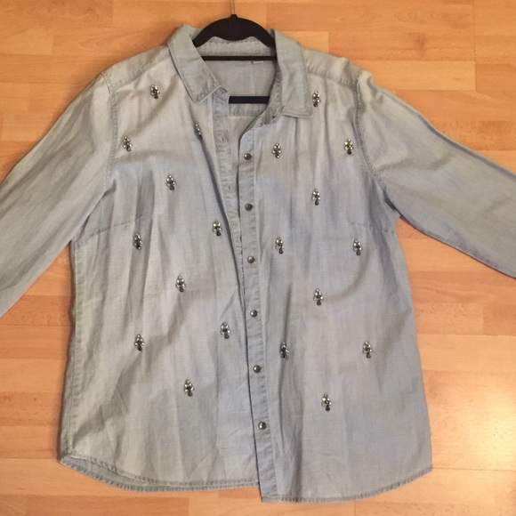 Halogen Chambray Shirt with Embellishments