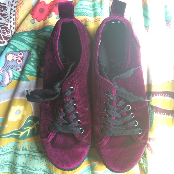 Primark red velvet min platform sneakers