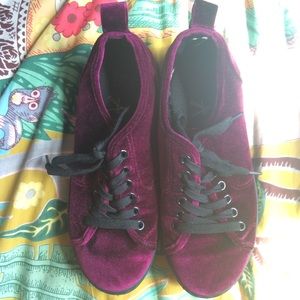 Primark red velvet min platform sneakers