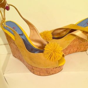 Yellow suede Luichiny wedge heels
