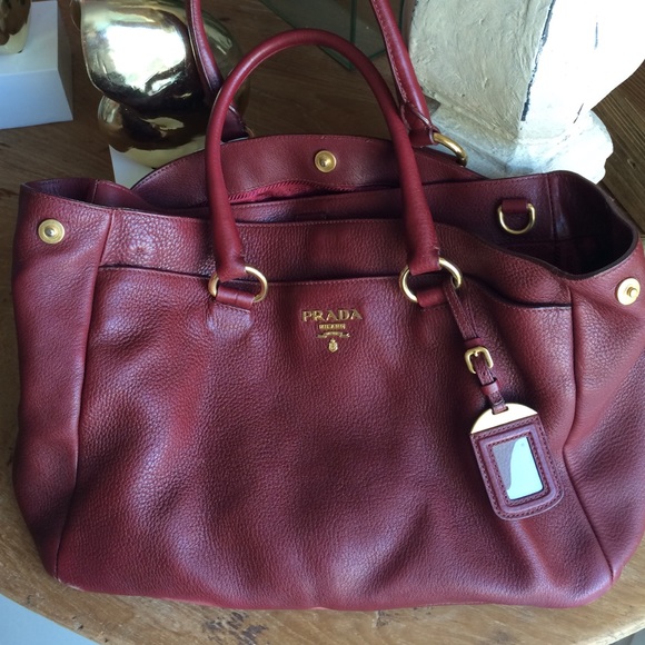 Prada handbag in Crimson with gold detail