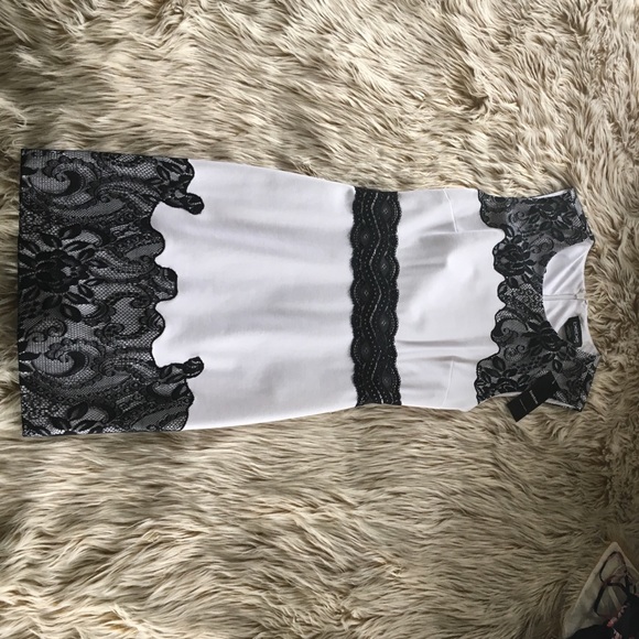 Bebe Lace Trim Ponte Dress