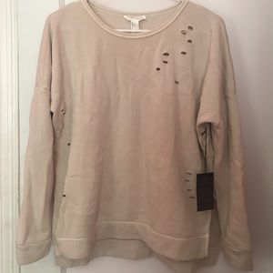 Forever 21 New Destroyed Sweat Shirt Beige Kanye