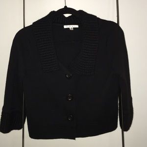 CAbi NWOT XS black wool blend topper.