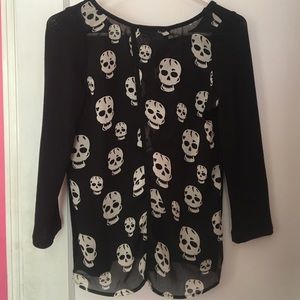 Skull Chiffon Sweater Black Rue 21 SM