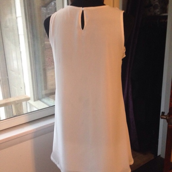 Chiffon Lace Sleeveless High Neck Tunic Dress - Picture 3 of 4