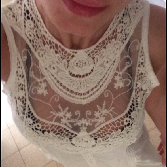 Chiffon Lace Sleeveless High Neck Tunic Dress - Picture 4 of 4