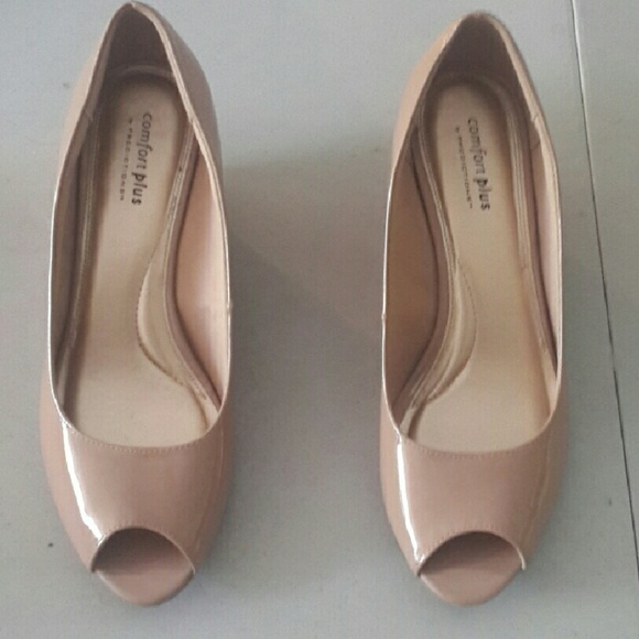 Heels elegant peep tow wedge, in pinkish beige, - Picture 2 of 4