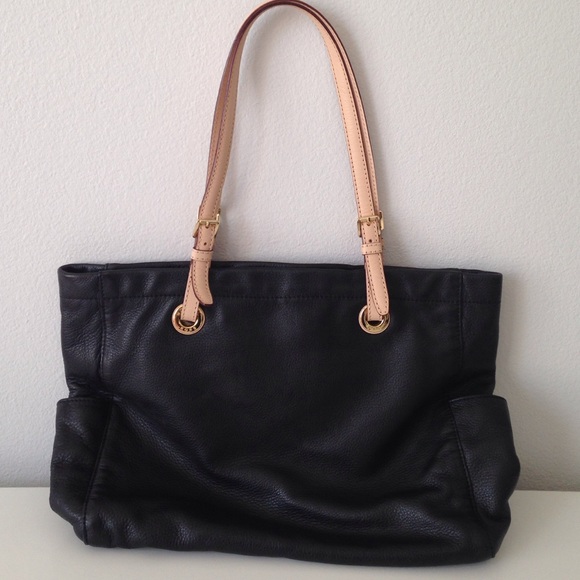 Michael Kors Black leather tote with snap