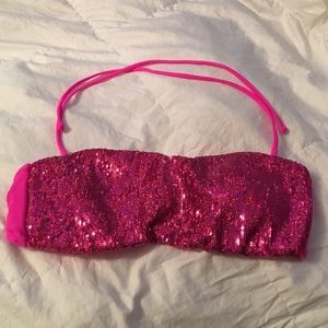 Victoria secret pink sparkly bikini top