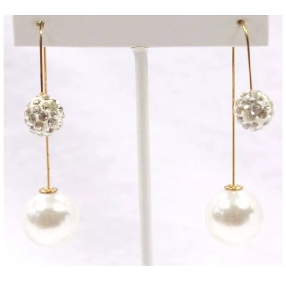 ED2 Double Sided Fold Faux Pearl Earrings - Picture 2 of 3