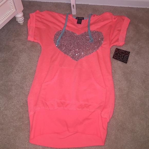 Bright orange hoodie with sequence