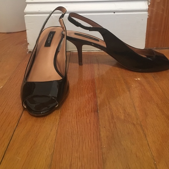 Ann Taylor slingback, peeptoe black pumps