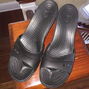 Black Crocs Wedge Heels