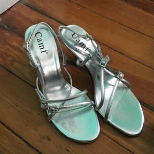 Silver strapped Cami kitten heels