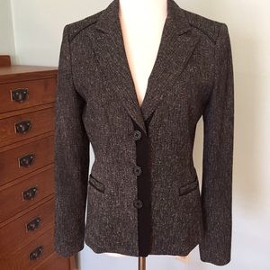 *SOLD* T Tahari black blazer jacket leather trim