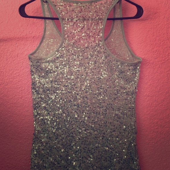 Light blue sequinced tank top