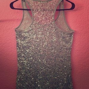Light blue sequinced tank top